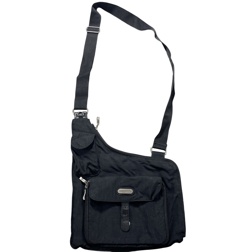 Baggallini Crossbody Bag Womens Medium Black Nylon Travel Zip Pockets Adjustable